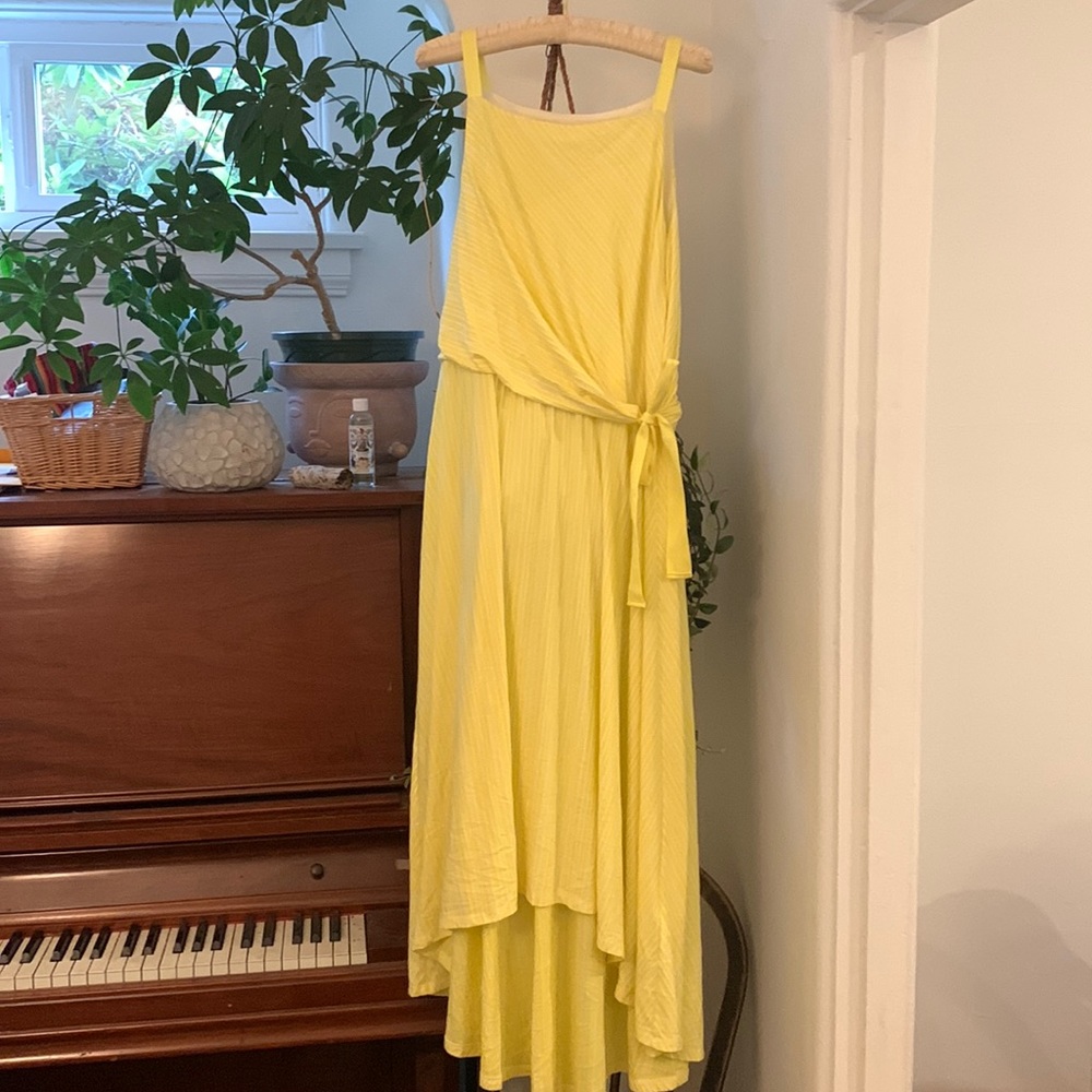 Anthropologie Maeve dress yellow striped tank dress sz L
